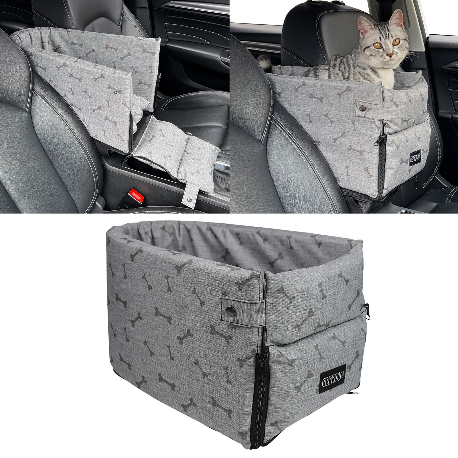 Portable Car Armrest Dog Booster Seat Puppy Cat Mat Outdoor Adjustable Strap