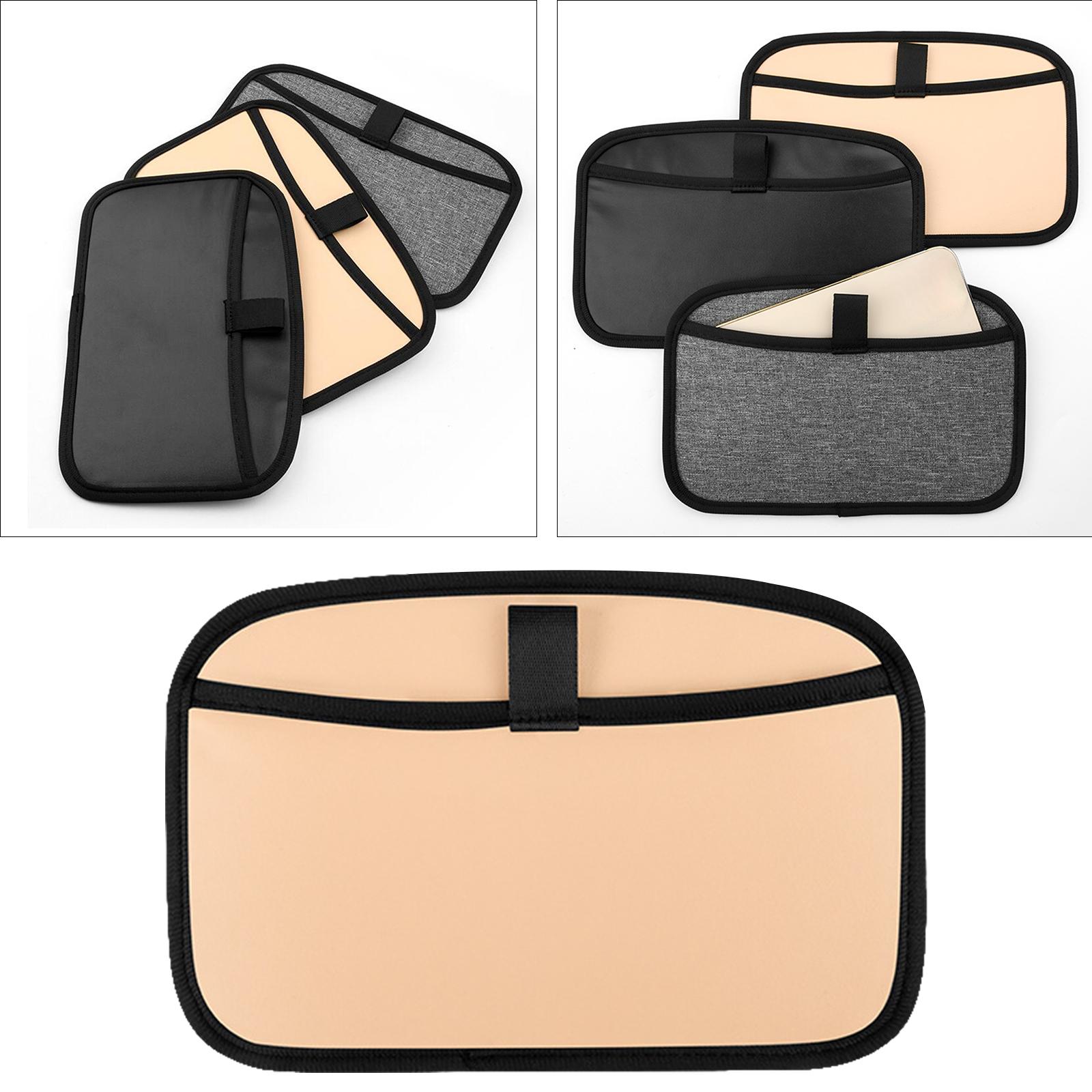 Car Seat Back Organiser Hanging Storage Bag for Phones Glasses Sundries Beige PU Leather 