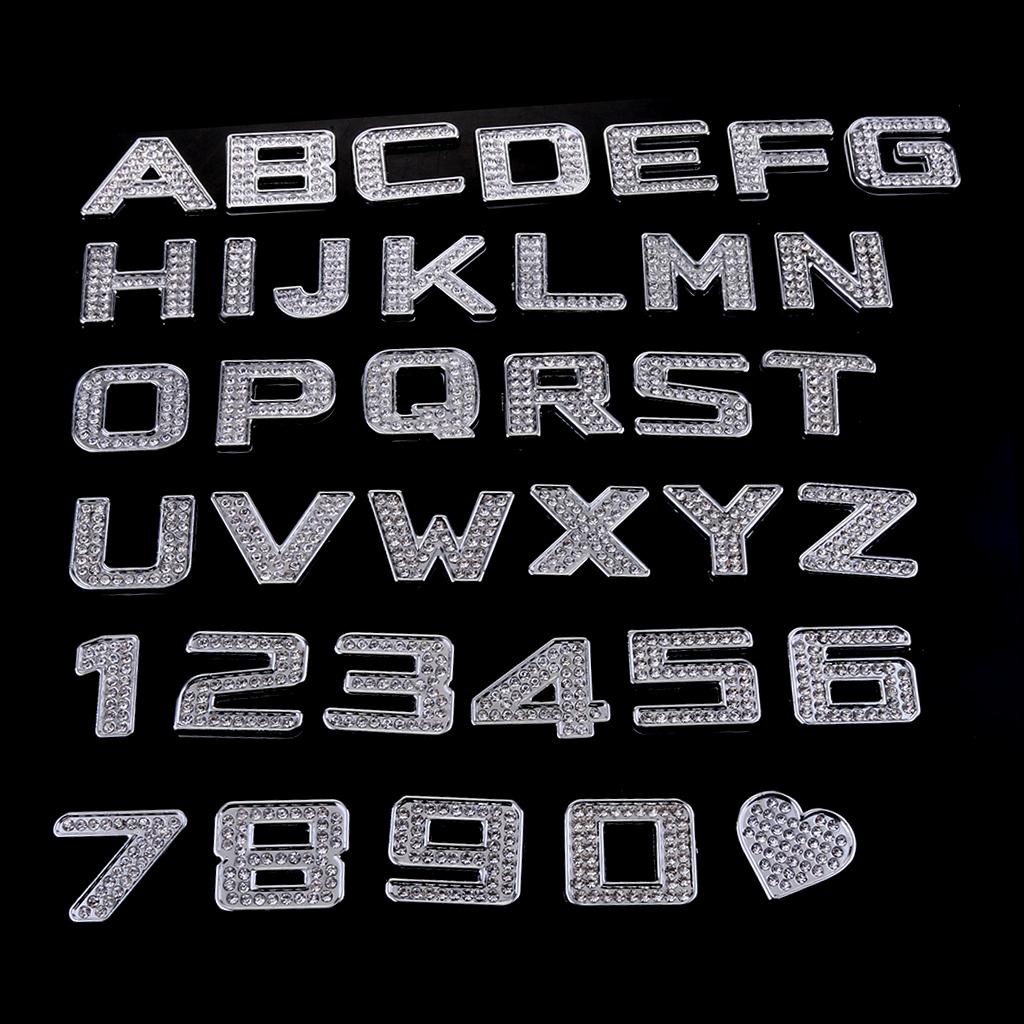 2xRhinestone Diamante DIY Number 3 Alphabet 3D Car Badge Sticker Decal Emblem