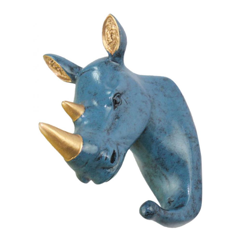 Multi-function Wall Hook Clothes Hat Rack Key Holder Resin Animal Rhinoceros