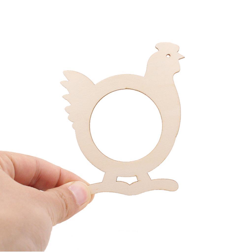 10pcs Wooden Napkin Rings Cartoon Animal Napkin Holder for Dinners Chicken