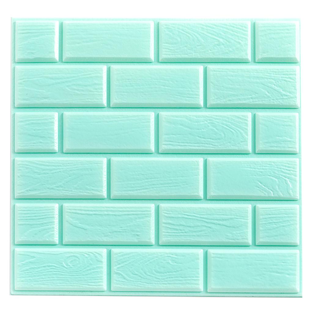 PE Foam 3D Brick Wall Sticker Self-Adhesive DIY Panels Waterproof Green