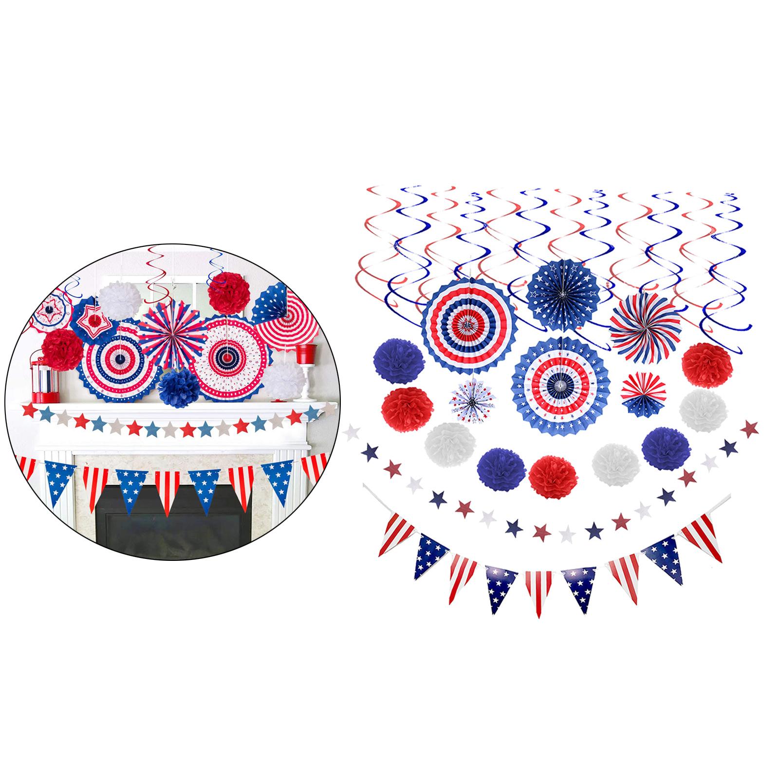 Fourth Of July Patriotic Decorations Hanging Swirl Independence Day Ornament