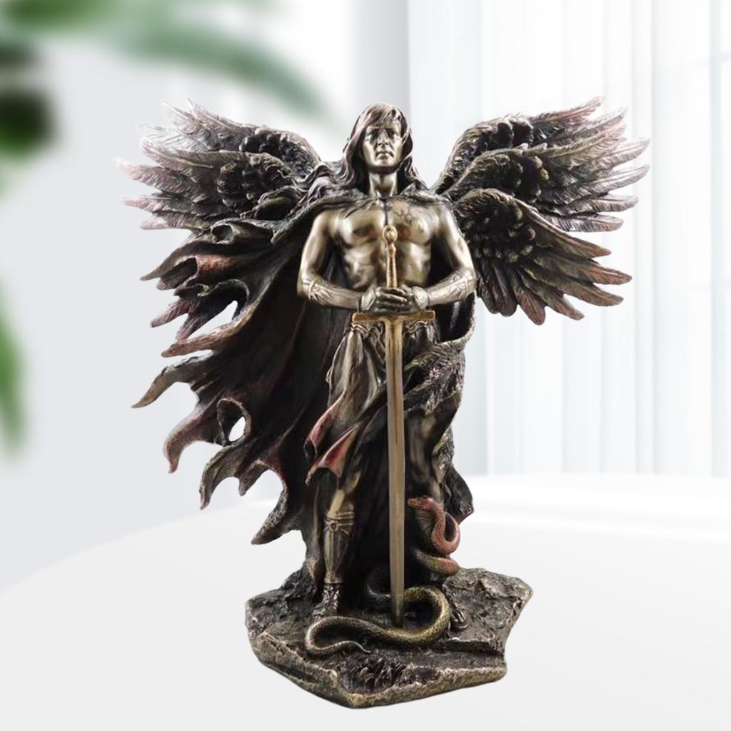 Resin Bronze Human Statues Collection Home Garden Decor Gift Taking Sword