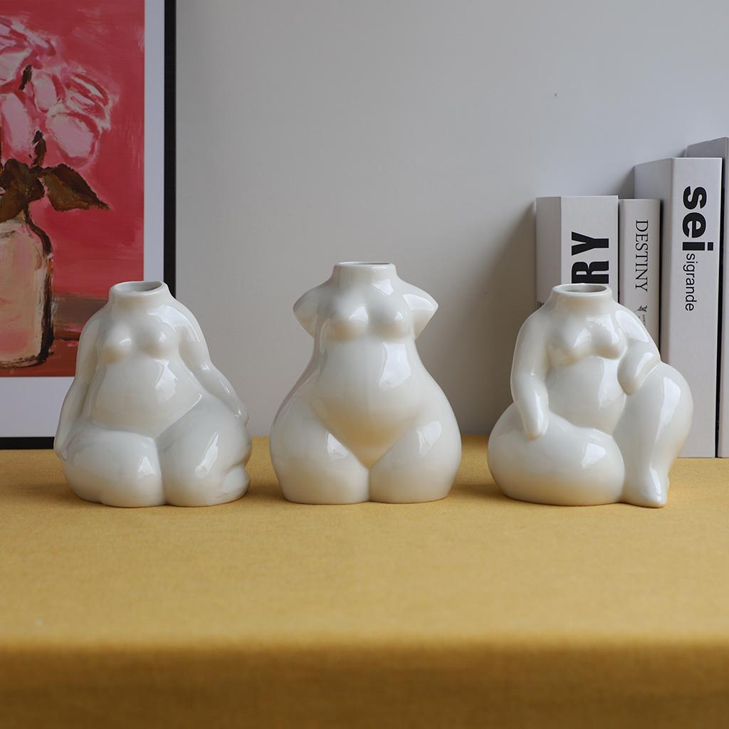 Ceramic Female Body Vase Cute Plant Pots Minimalist Accent Decor Furnishings Style 1 S