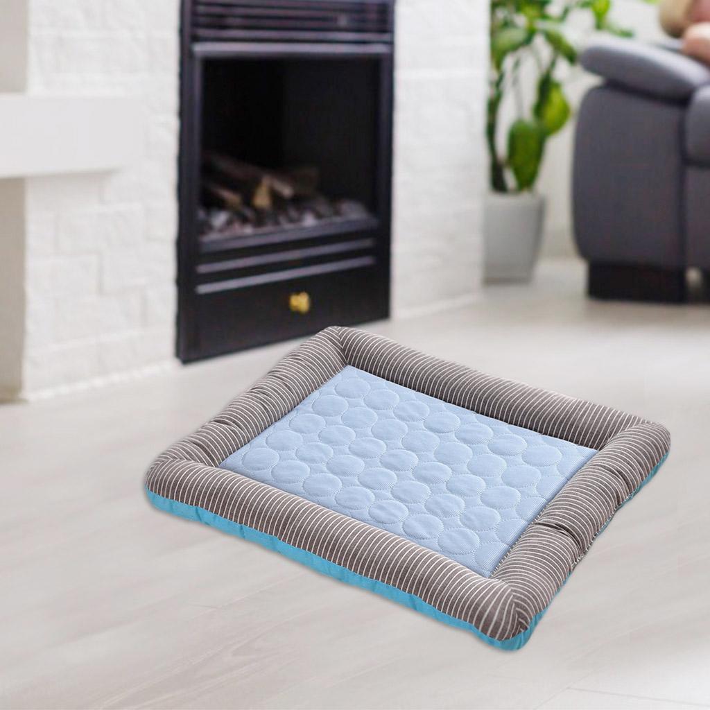 Dog Cage Mat Pets Self Cooling Mattress Bed Pad Sleeping Mat Blue 55x45cm