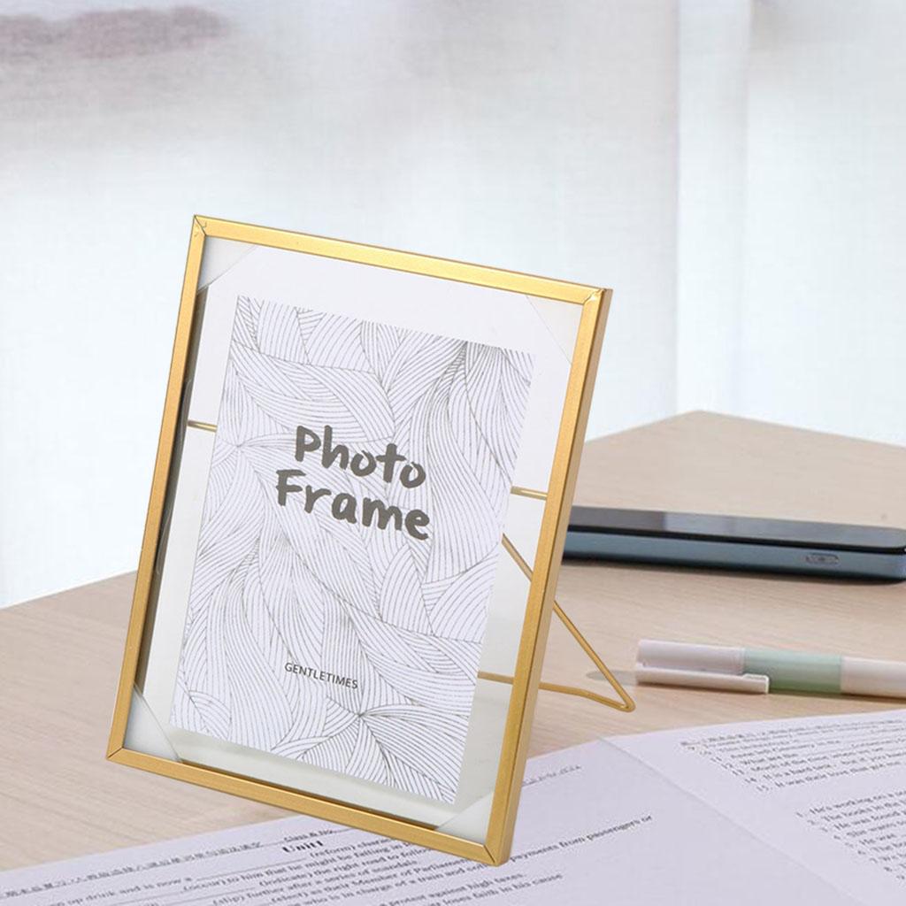 Creative Nordic Metal Glass Photo Frame Crafts Home Desktop Bedroom Decors L Golden