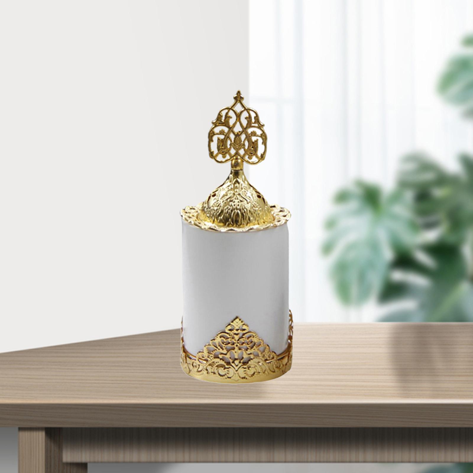 Metal Incense Burner Frankincense Portable Oil Diffuser for Aromatherapy white