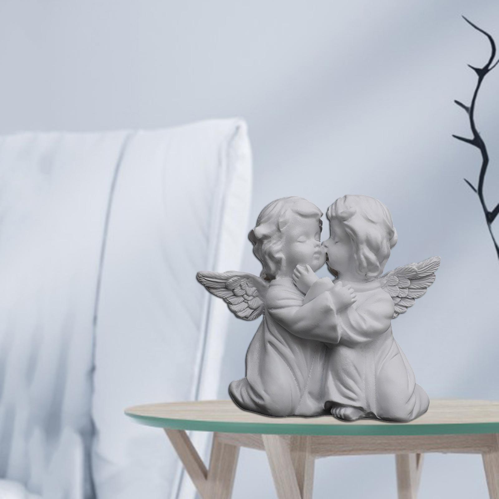 Resin Girl Angel Figurine Statue Desktop Ornaments Kiss Left