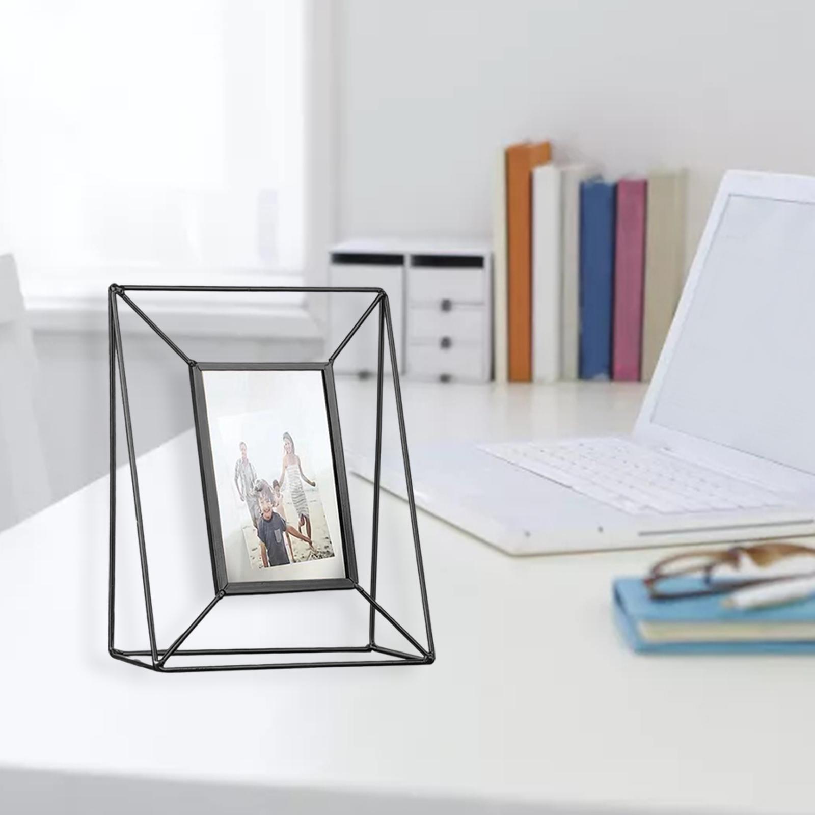 6" Floating Glass Metal Photo Frames Picture Frame Contemporary Black