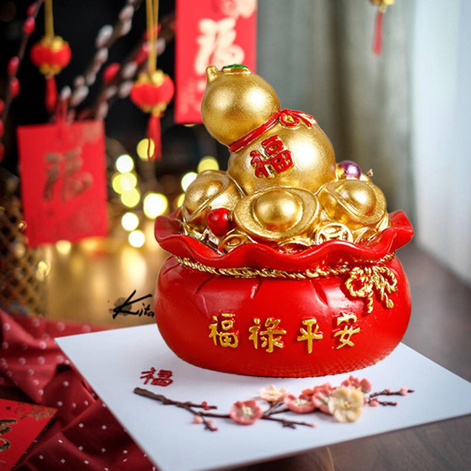 Lucky Money Bag Traditional Chinese Feng Shui Figurine Atrract Cake Dress Up Gourd