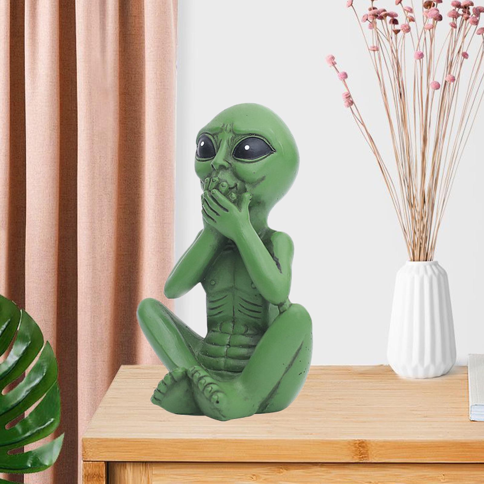 Resin Alien Statue Desktop Sculptures Figurine Ornament Art Decor Green C