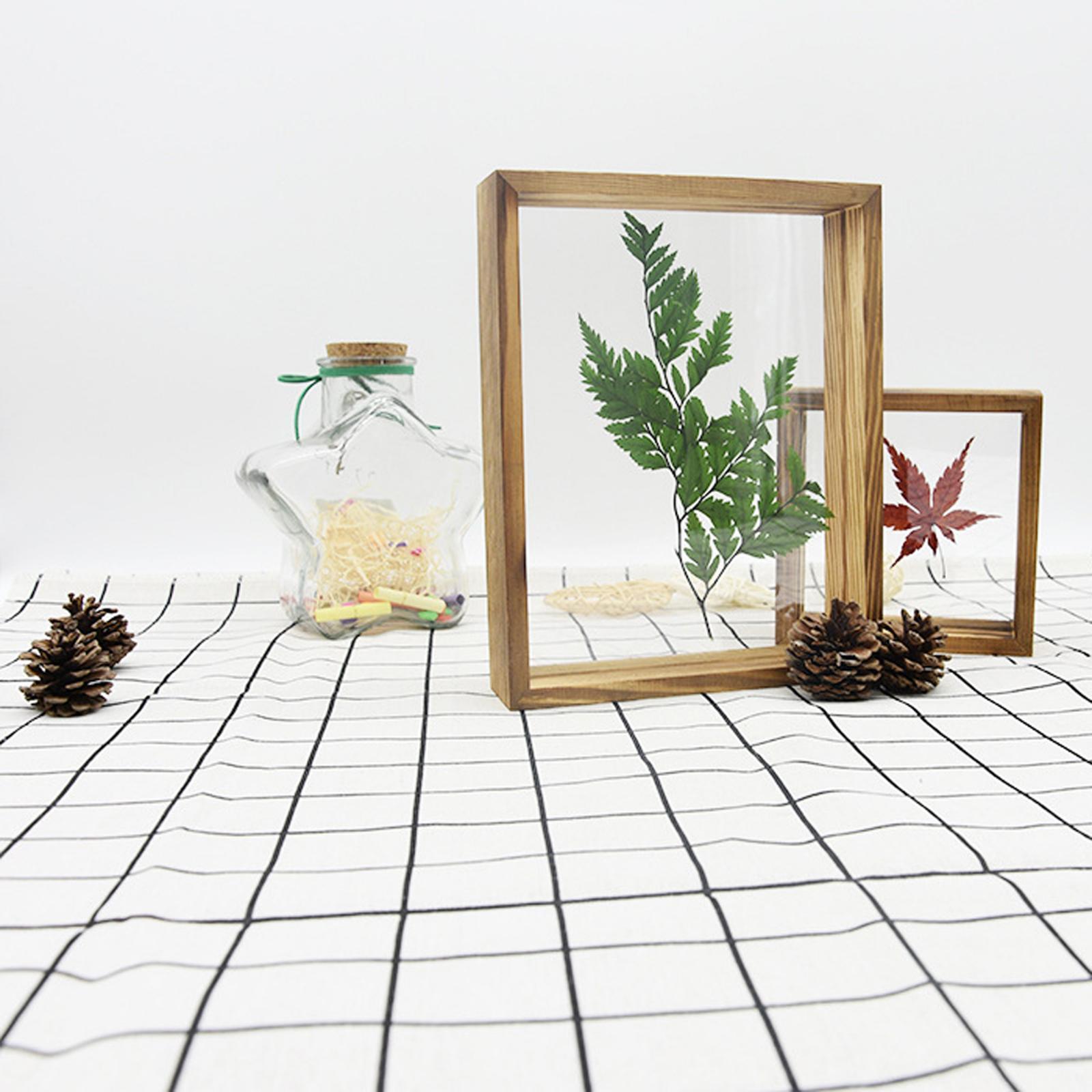 Wood Glass Picture Frame DIY Plant Specimen Herbarium Clip Table Decor 4inch 11.4x11.4cm
