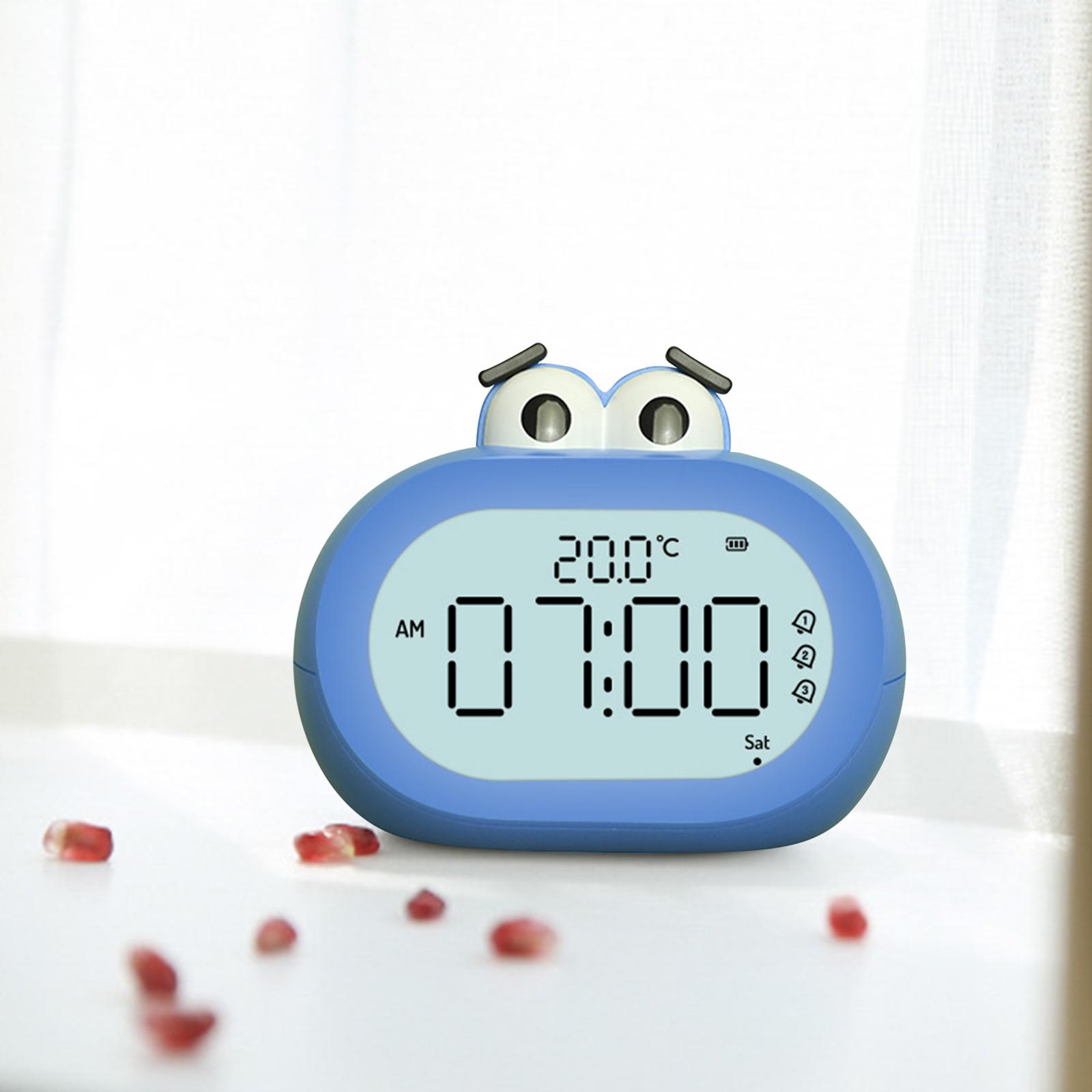 Digital Alarm Clock Indoor Temperature Snooze for Travel Bedside  blue