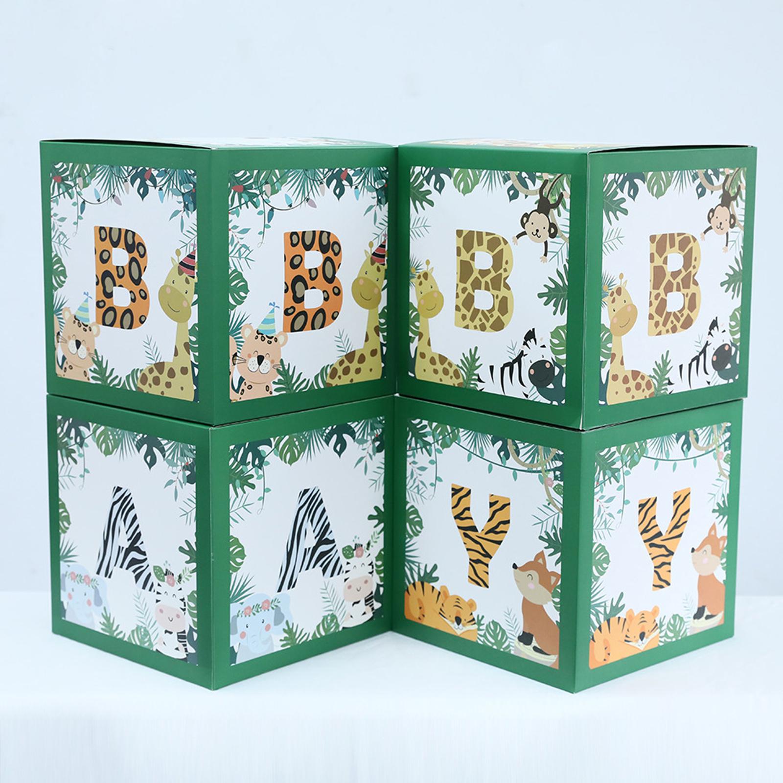 4x Jungle Animals Ballons Box Decorations for Baby Shower Party Wedding