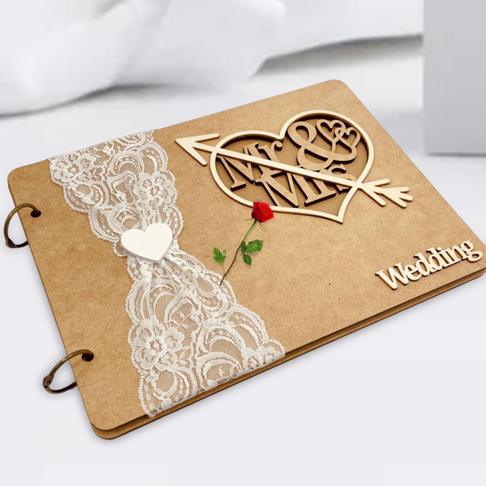 Wooden Wedding Guest Book Signing Wedding Signature Scrapbook Gift DIY