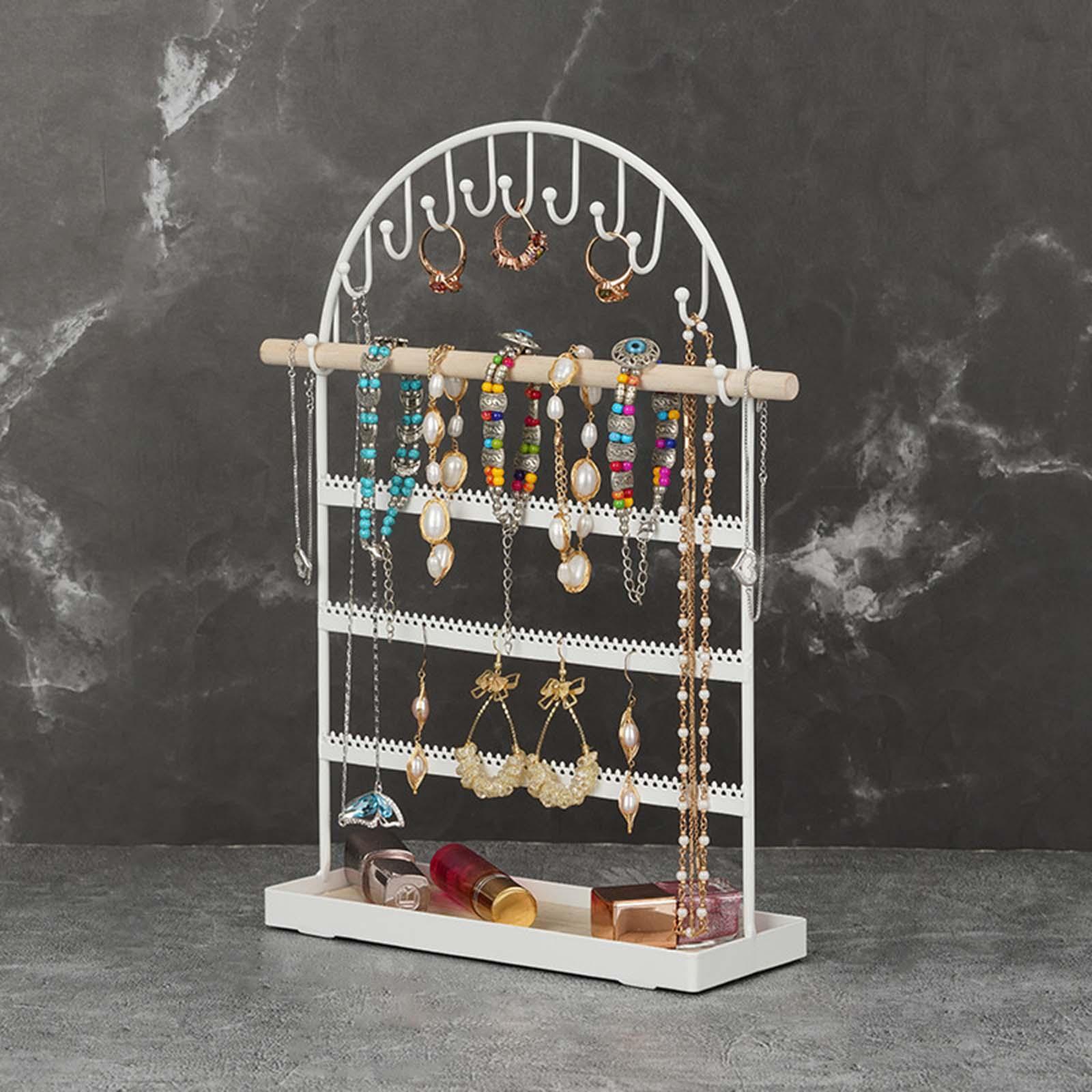 4 Tier Jewelry Stand with Tray for Bracelets, Rings, Watches Dressing Table