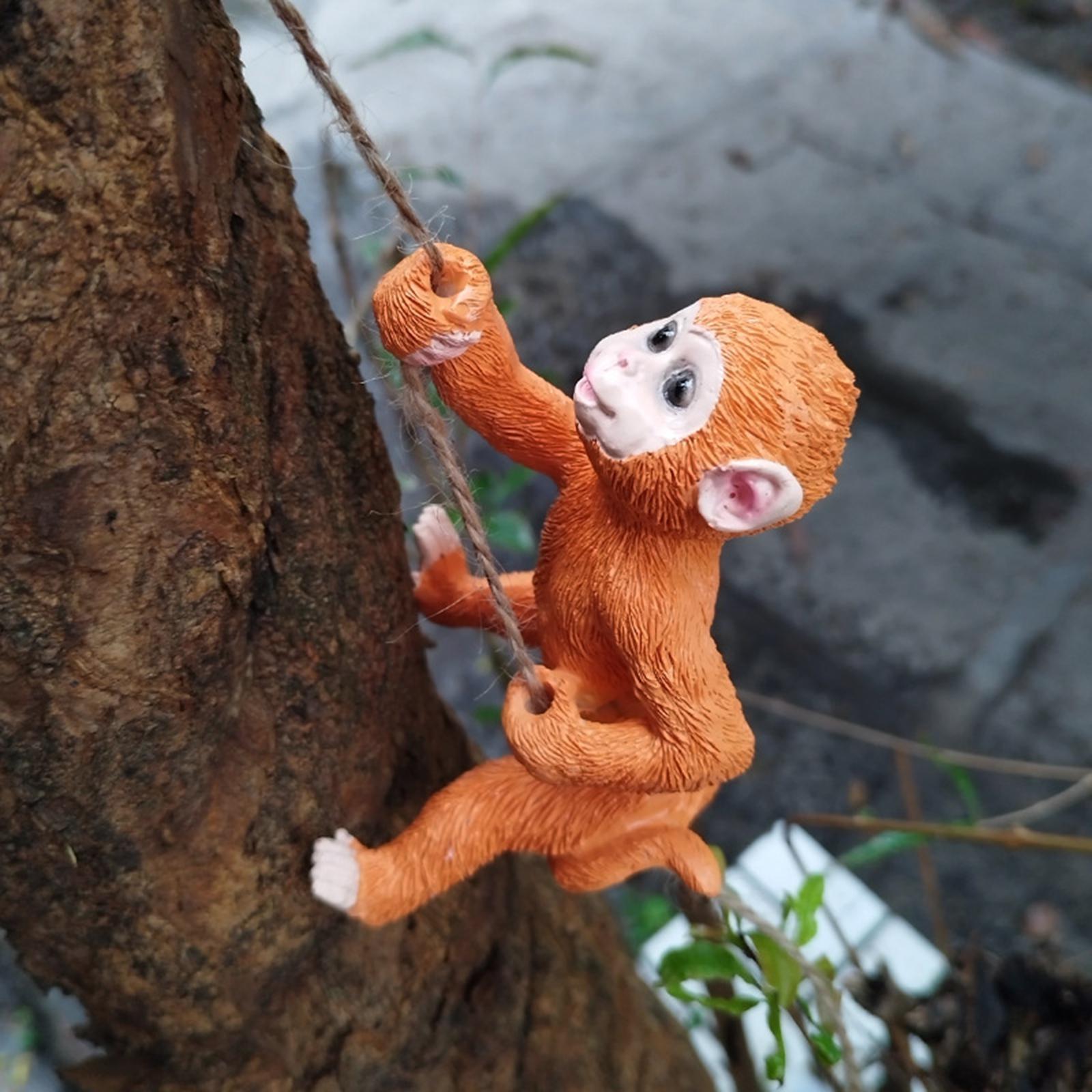 Climbing Animal Figurine Sculpture Resin for Patio Balcony Outdoor Monkey