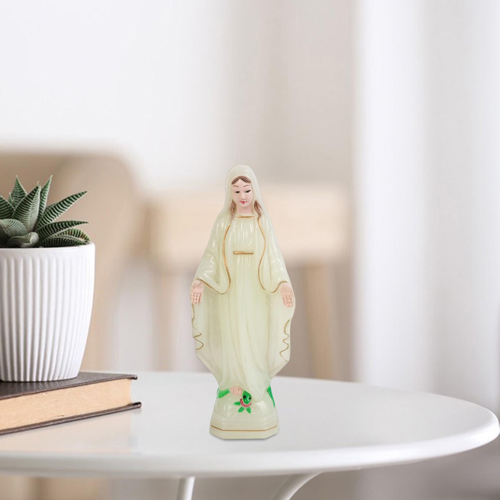 Blessed Virgin Mary Figurine Character Sculpture Statue Decoration 10cm Luminous