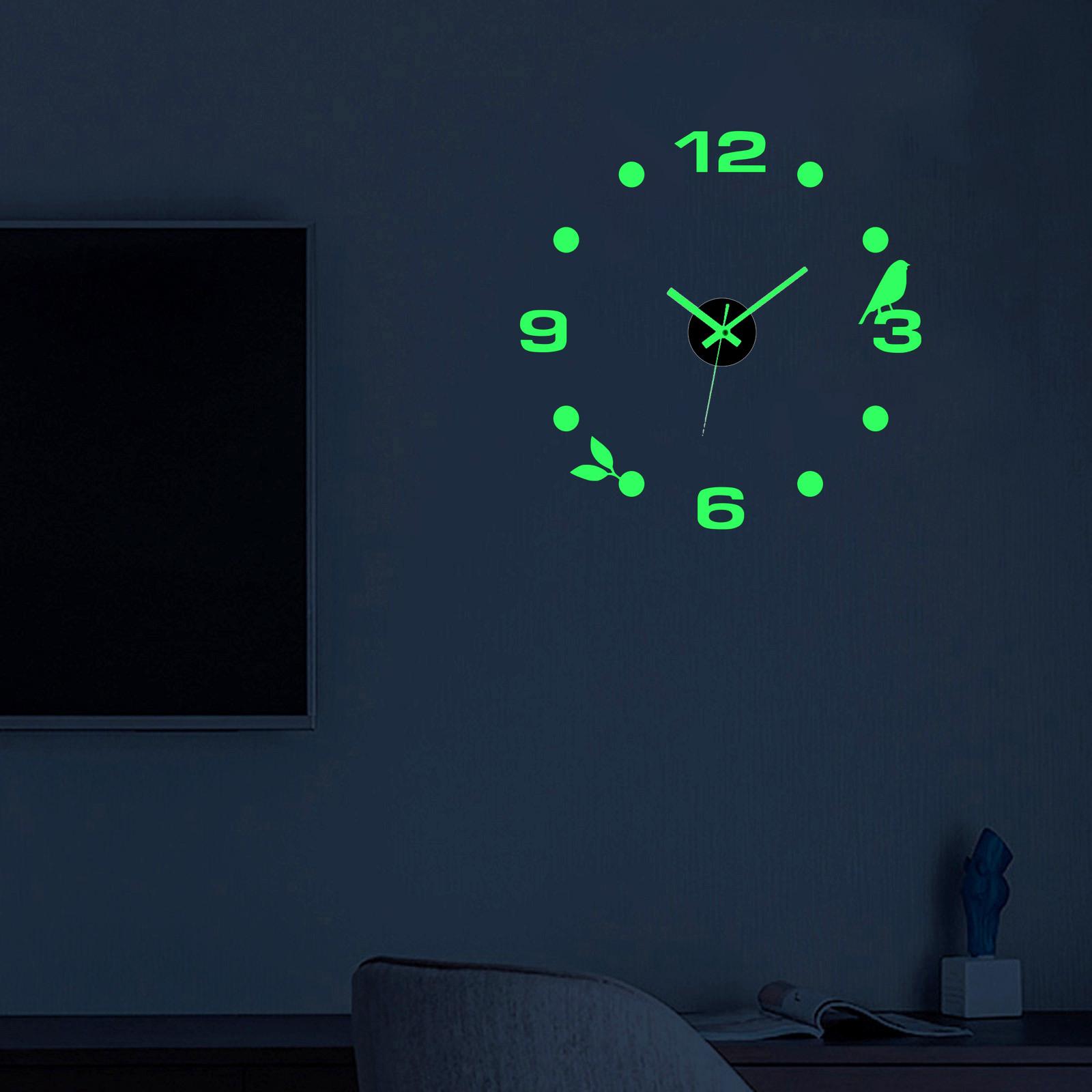 Luminous Wall Clock Stickers DIY Frameless Non Ticking Office Home