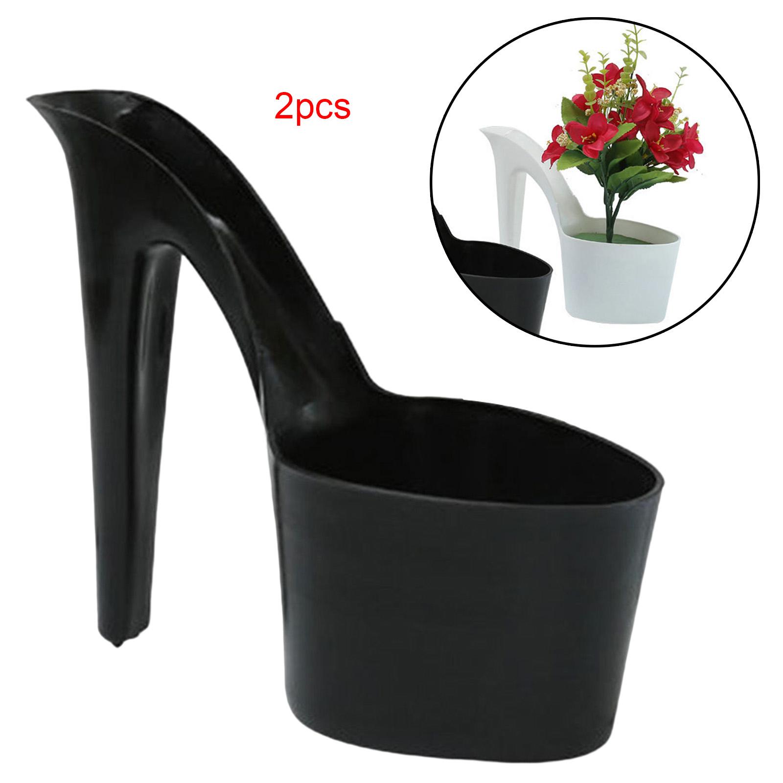 Flower Pot High Heel Shaped Garden Indoor Outdoor Table Ornaments Patio black