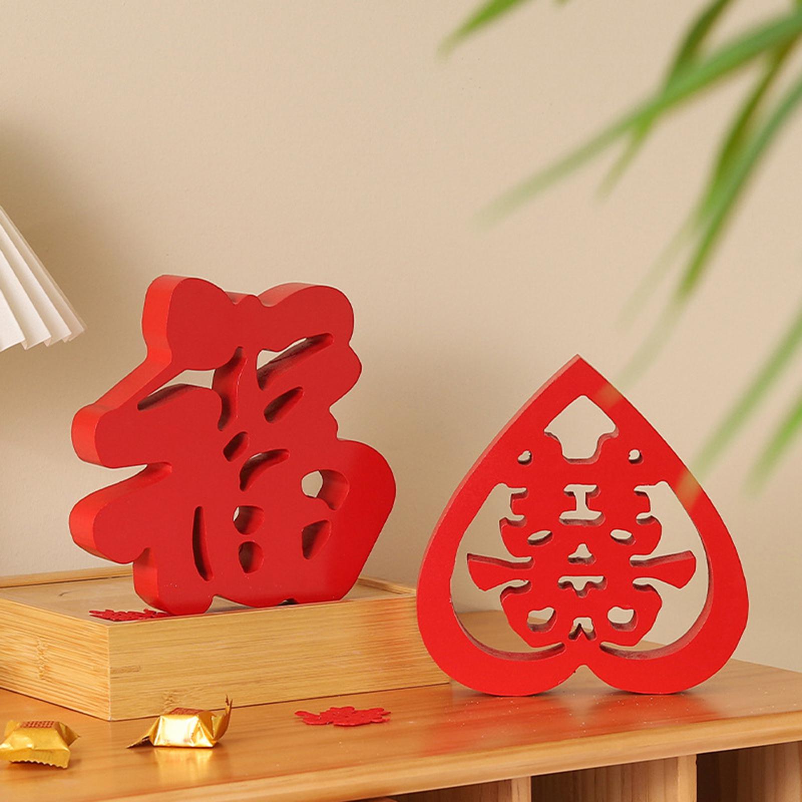 Traditional Red Chinese Character Table Ornaments Party Crafts Happiness Heart 