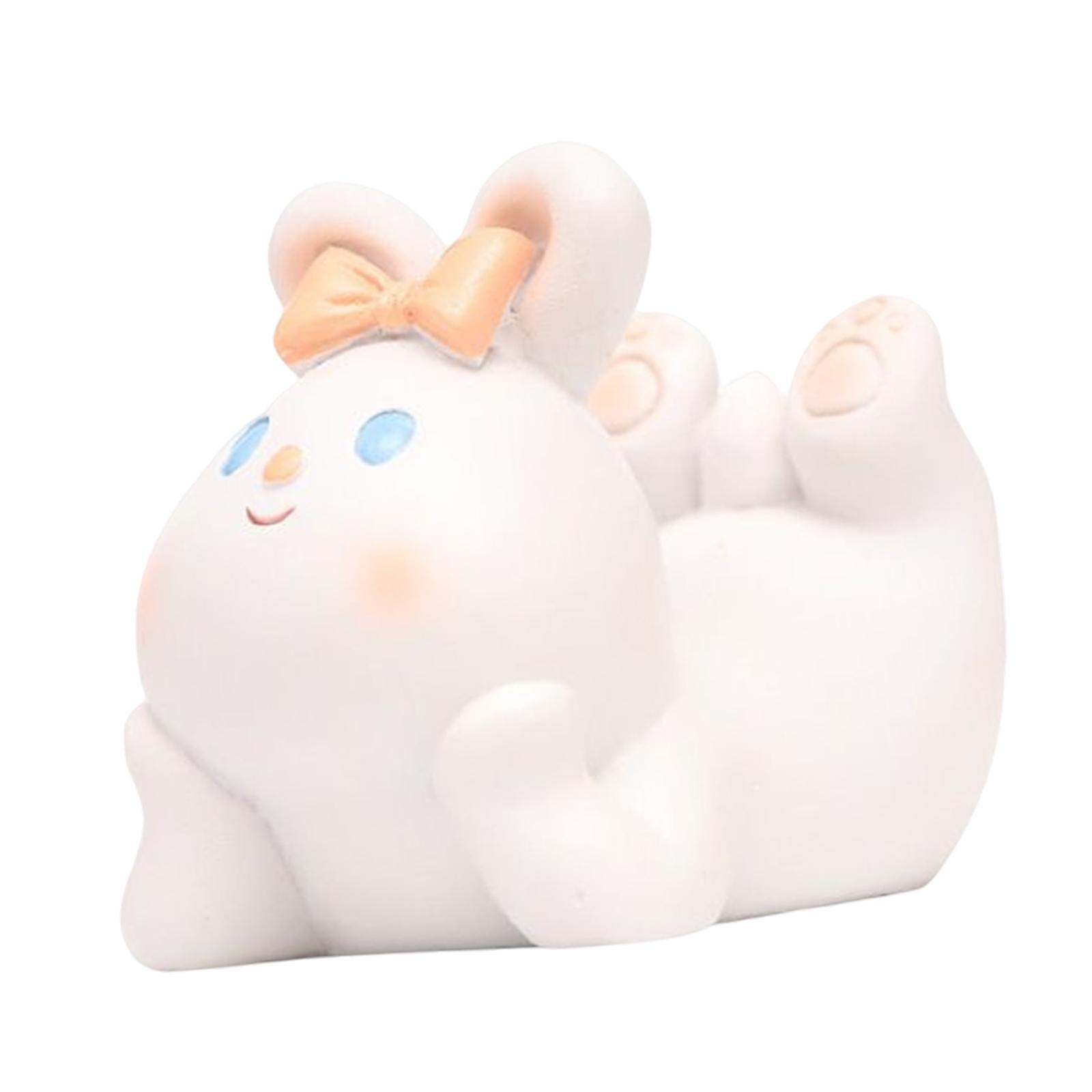 Cute Desktop Phone Holder Resin Craft Animal Statue Desk Cellphone Stand Rabbit