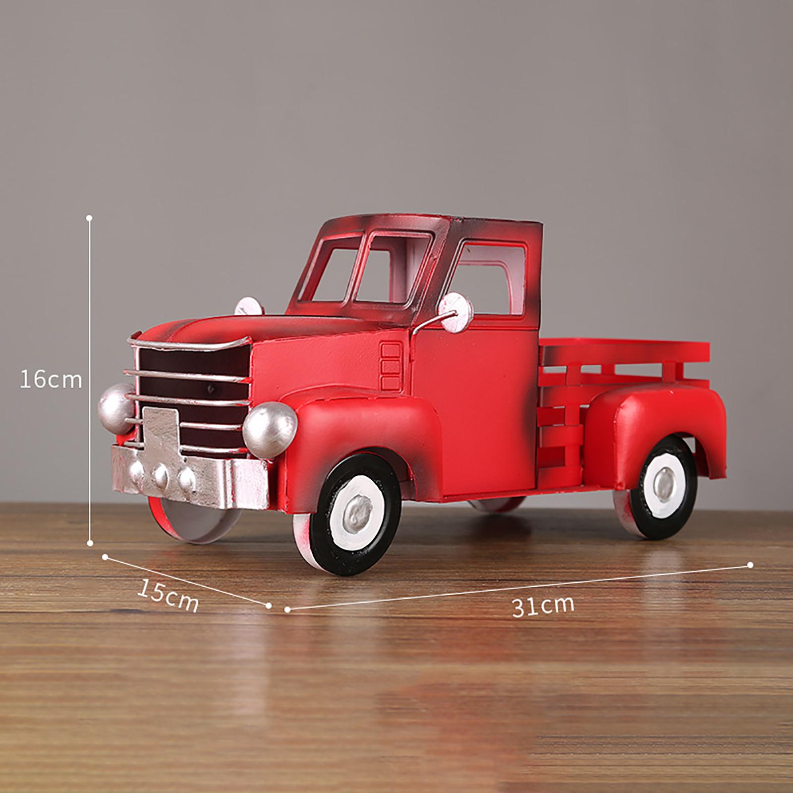 Retro Style Pickup Truck Car Model for Bookshelf Desk Cabinet Children red