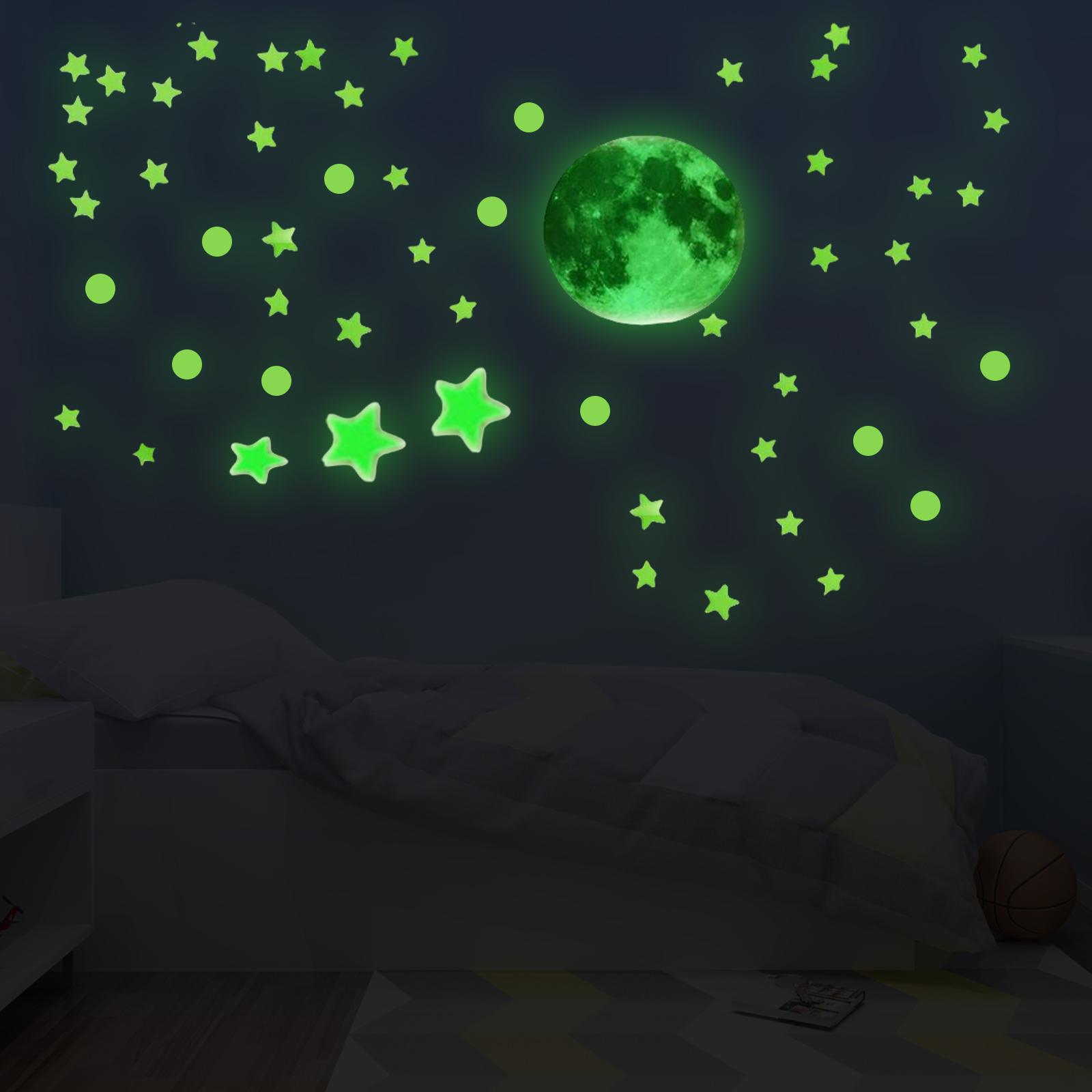 3D Glowing In The Dark Stars Wall Stickers Luminous Wall Decals DIY Bedroom 20cmx20cmx2cm