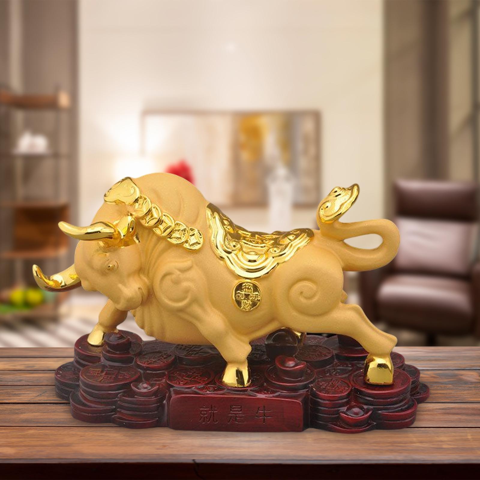 Cow Statue Artwork Animal Bull Resin for Desk Office Centerpiece