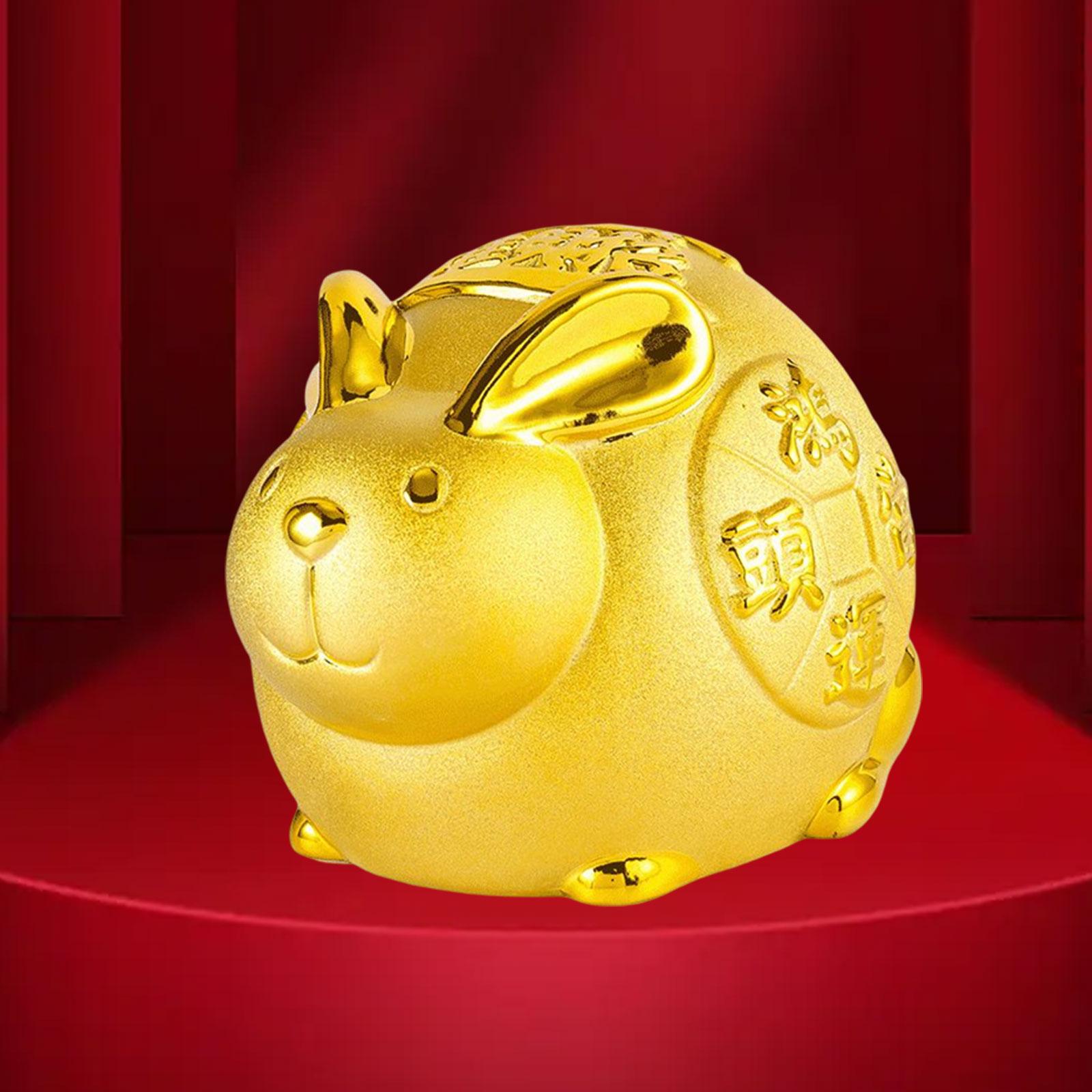 Lucky Rabbit Money Bank Change Container for Festival Cabinet Tabletop 20cmx15cmx13cm