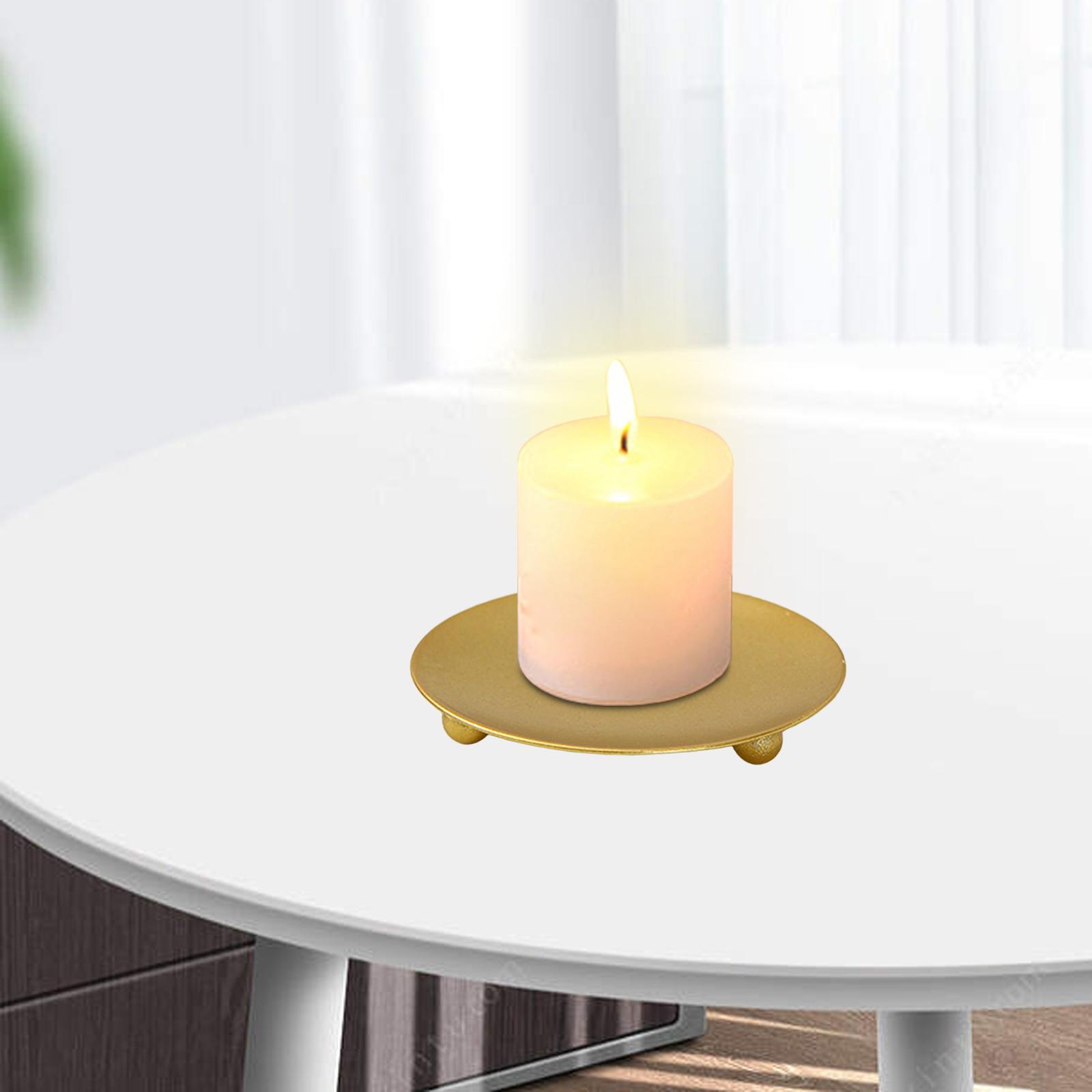 Pillar Candle Holder Candlestick for Candlelight Dinner Holiday Tabletop Aureate 7cmx1cm