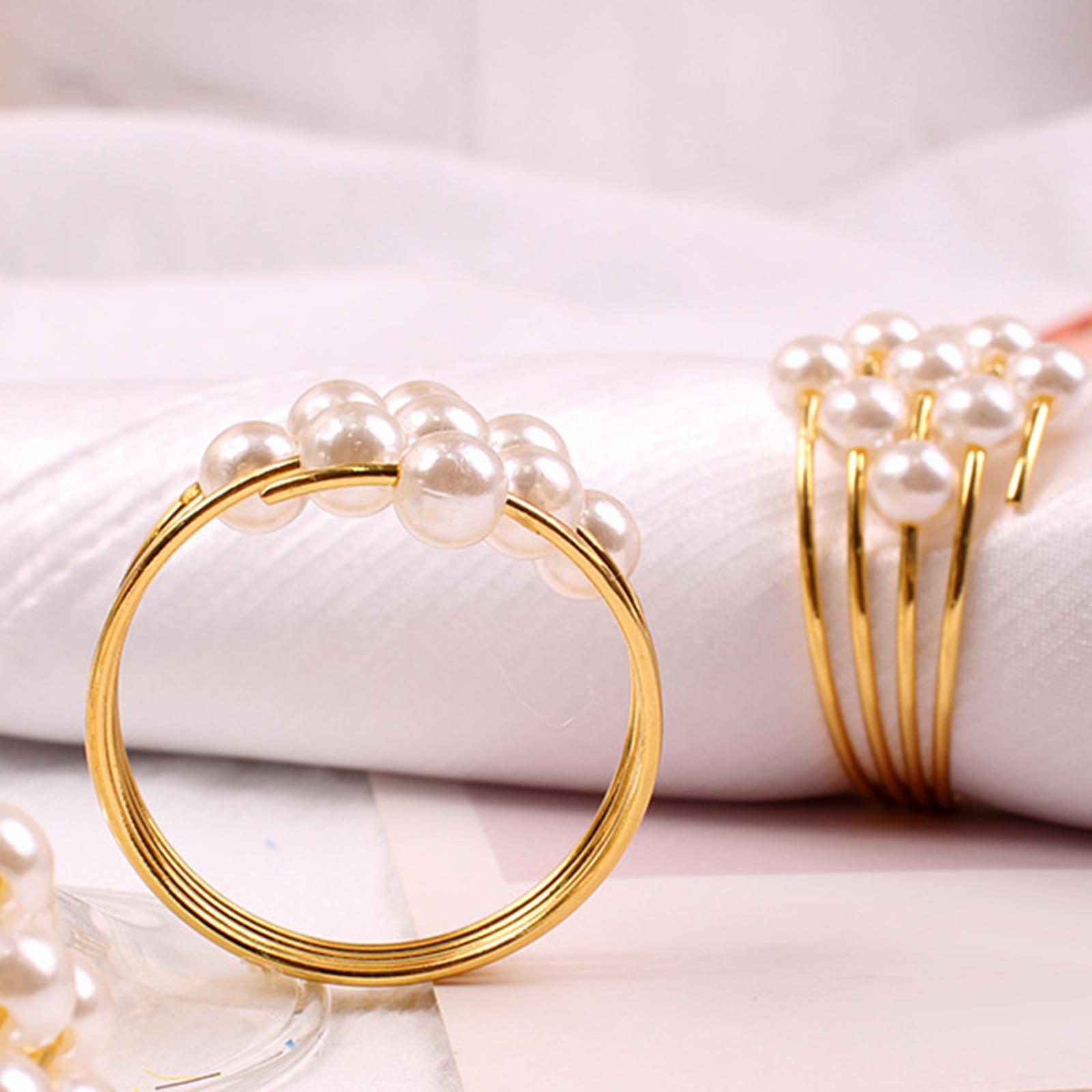 2x Napkin Rings Napkin Buckles Pearls for Banquet Delicate Serviette Holiday