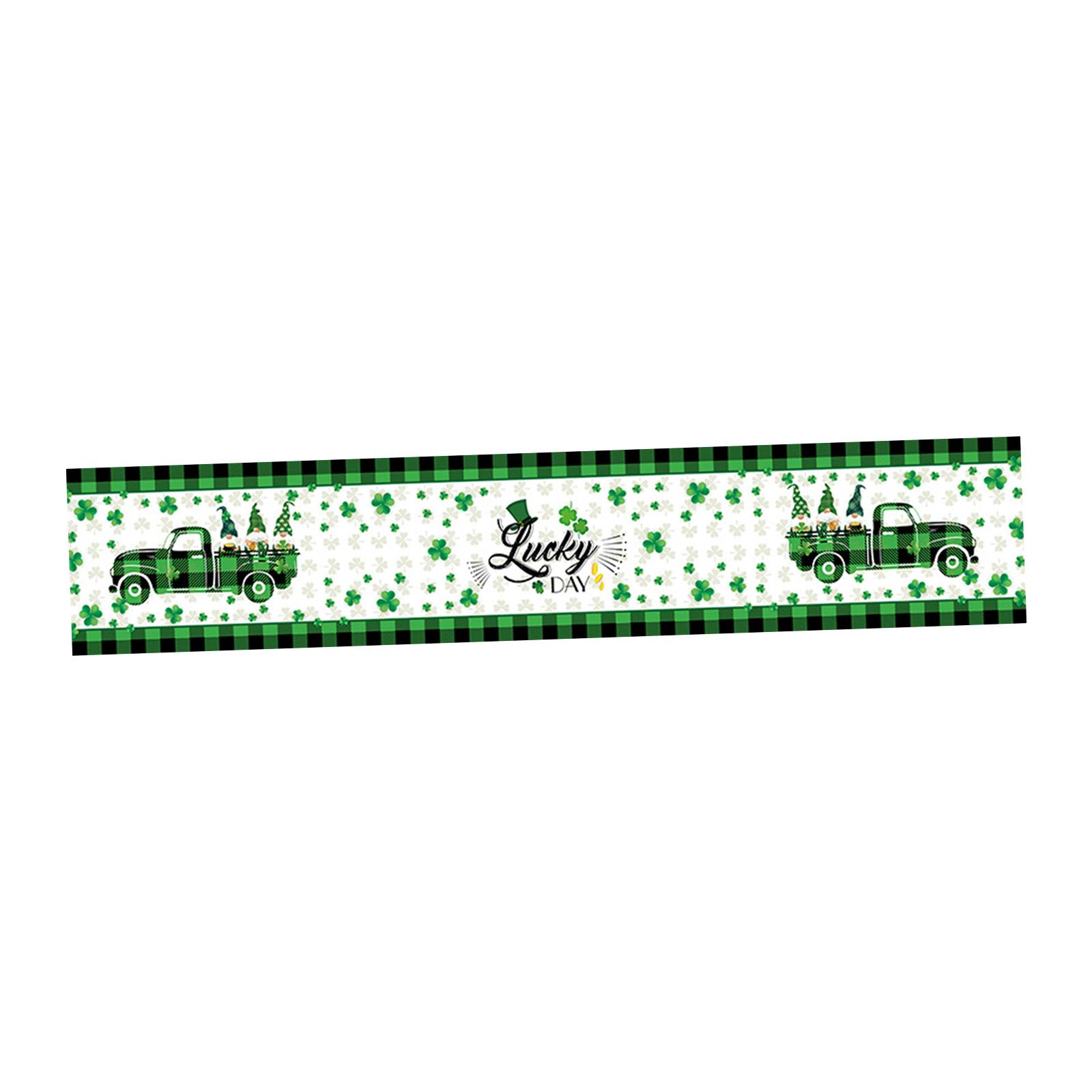 St. Patrick'S Day Table Runner Shamrock Tablecloth for Holiday Home Dining Dwarf Truck