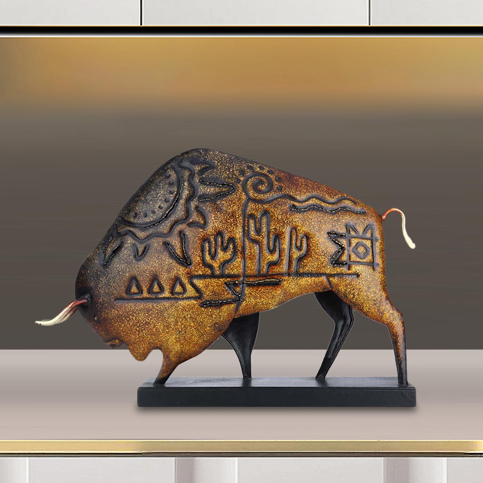 bison Sculpture Home Decor Cabinet Tabletop Crafts Cattle Statue