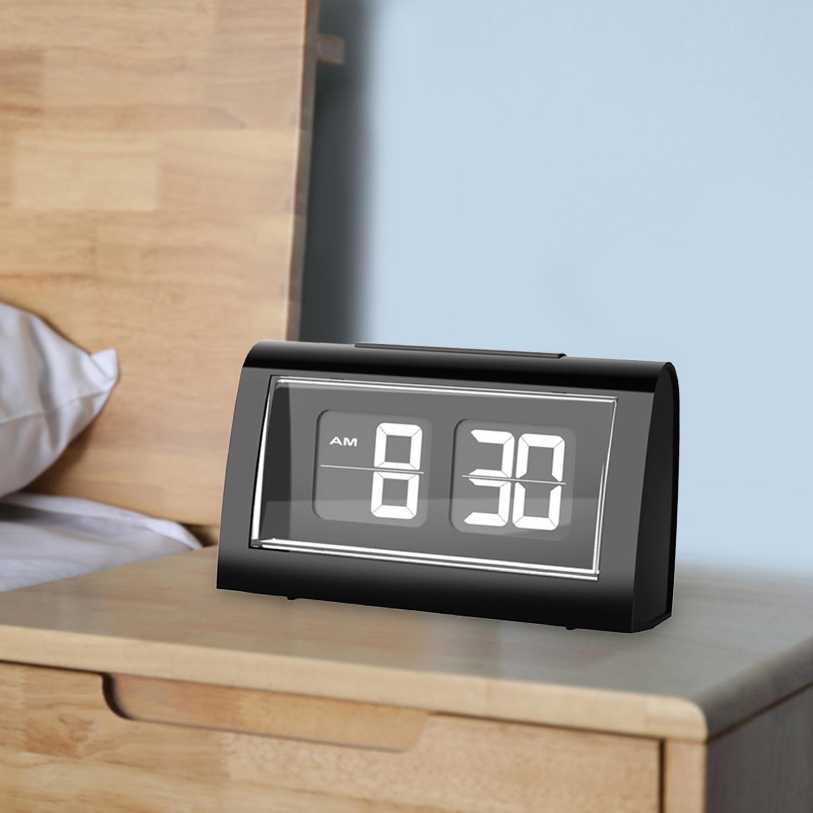 Auto Flip Digital Alarm Clock Large Display Bedroom Homes Flip Desk Clock