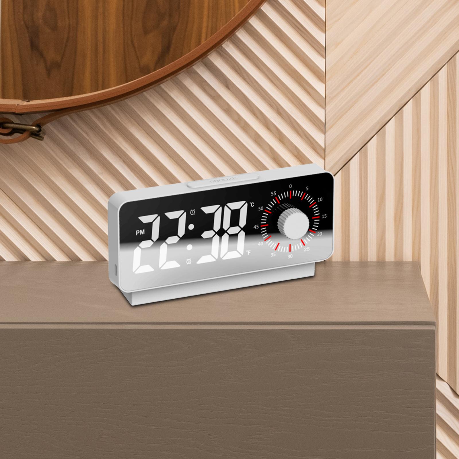 Digital Alarm Clock Modern Large Display LED Clock for Bedroom white and red Light