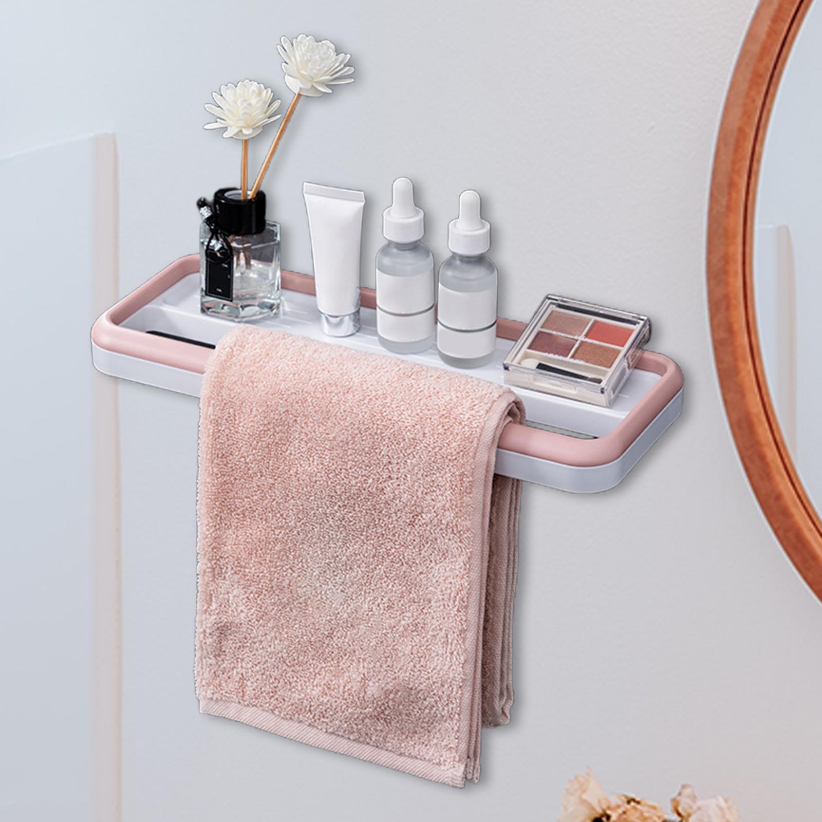 Bathroom Towel Rack with Shelf Organizer Stand Towel Bar for Balcony Kitchen Pink