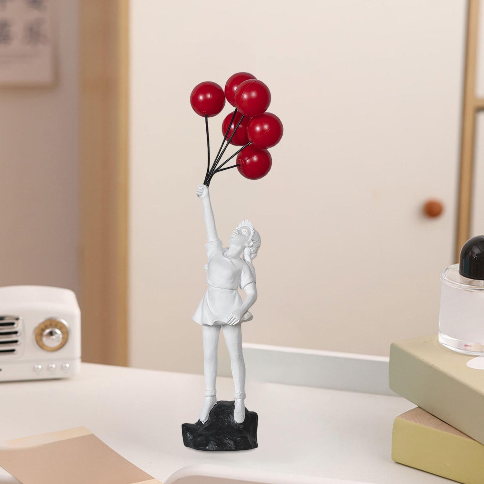 Girl Statue Decor Crafts Resin Resin Figure for Room Bookshelf White