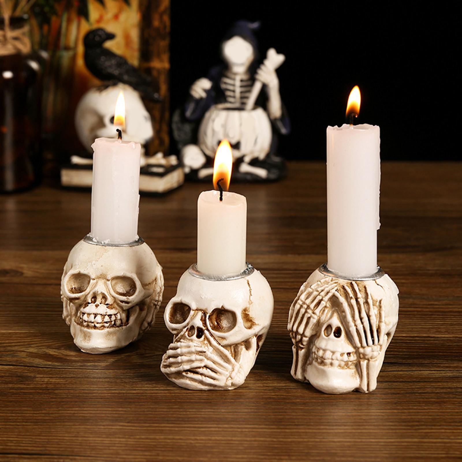 Halloween Skull Candle Holder Table Centerpiece Outdoor Pillar Candle Holder 4.5cmx5.5cmx5cm