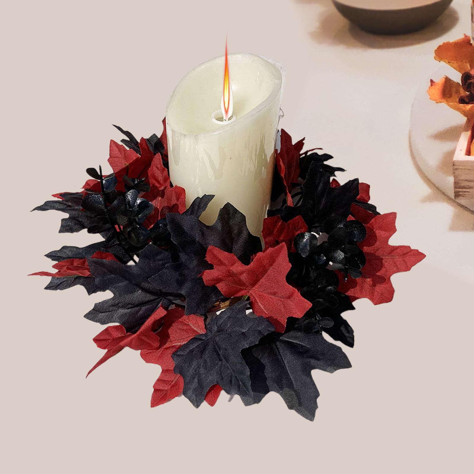 Candle Holder Decorative Rings Table Festival Candle Rings Wreaths Halloween Red Black Maple