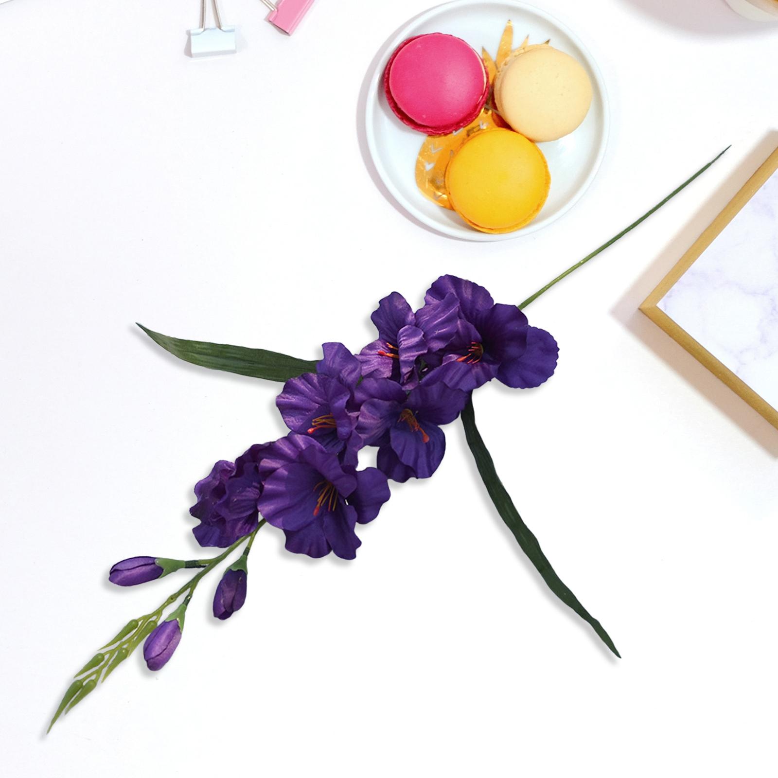 Artificial Gladiolus Flower Vivid Artificial Flower for Home Office Festival Dark Purple
