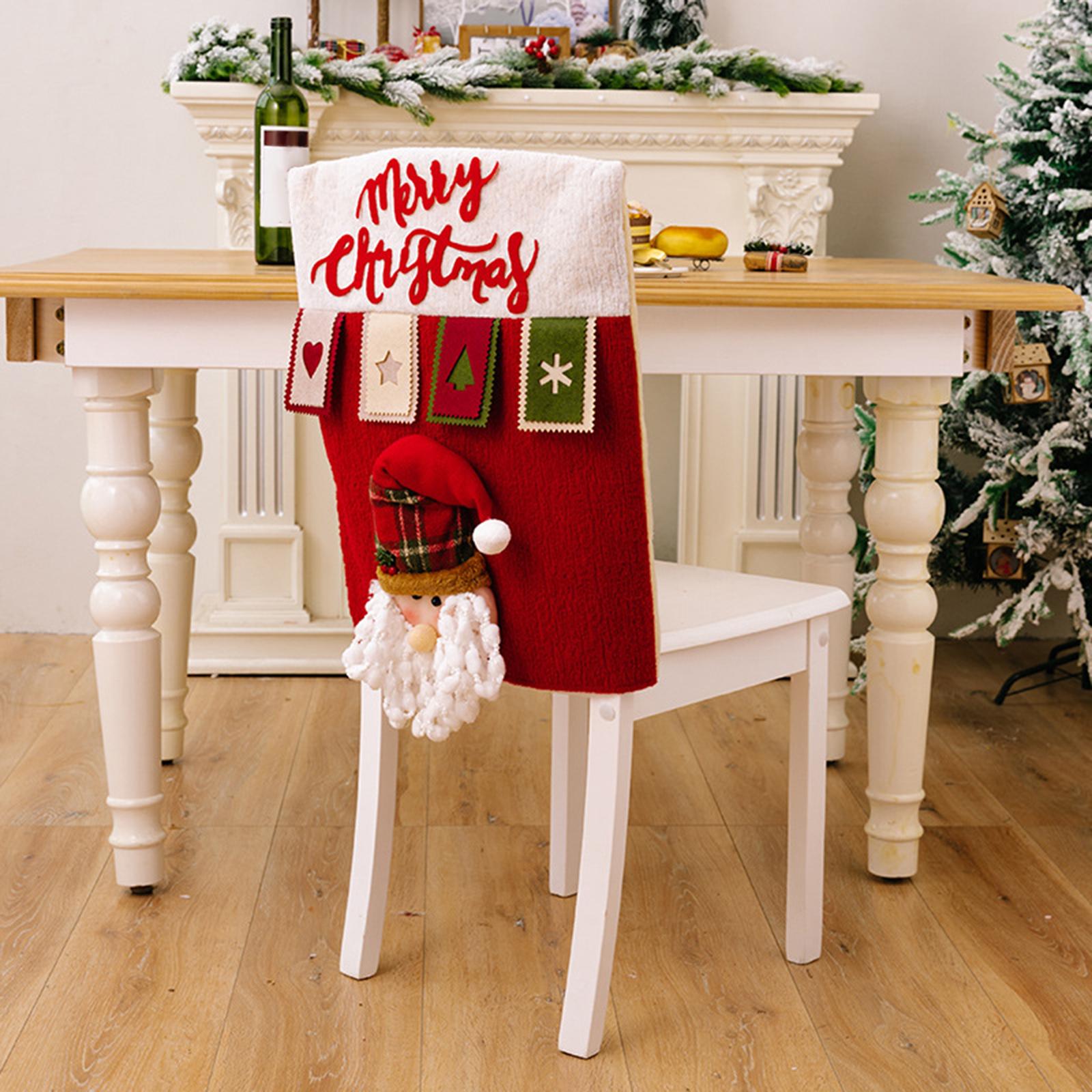 Christmas Chair Cover Decor Christmas Seat Covers for Kitchen Festival Hotel Santa Claus