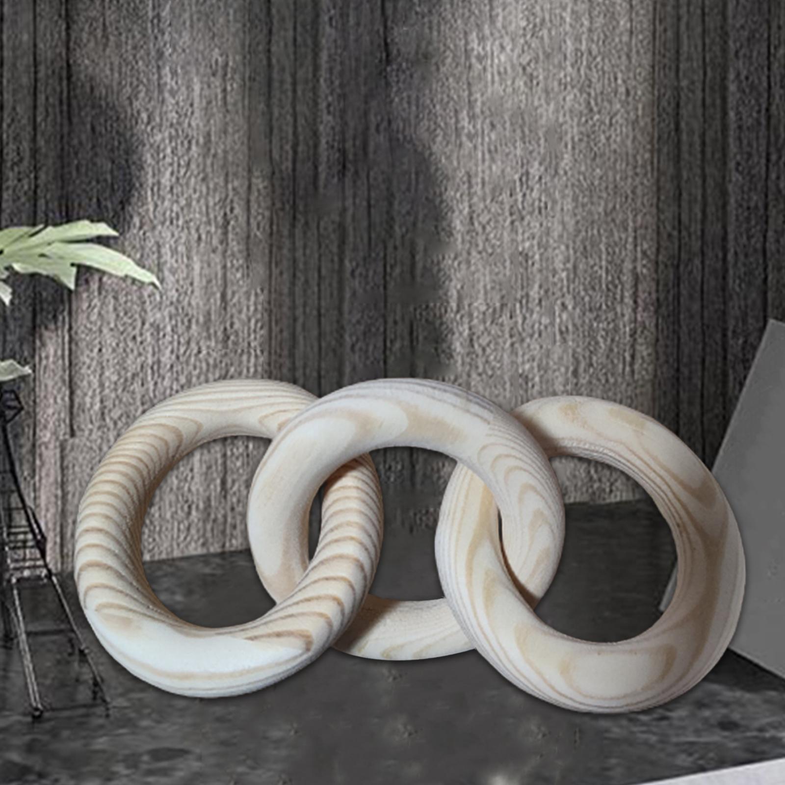 Wood Chain Link Decor 3 Link Multipurpose Accessories Modern for Living Room Wood Color