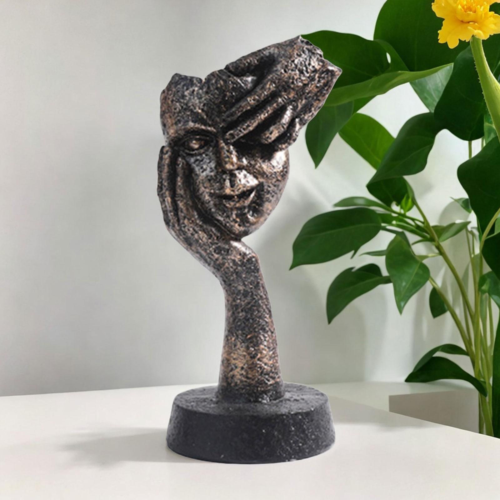 Thinker Statues Face Sculpture for Table Bookshelf Decorative Objects Office 15cmx7cm
