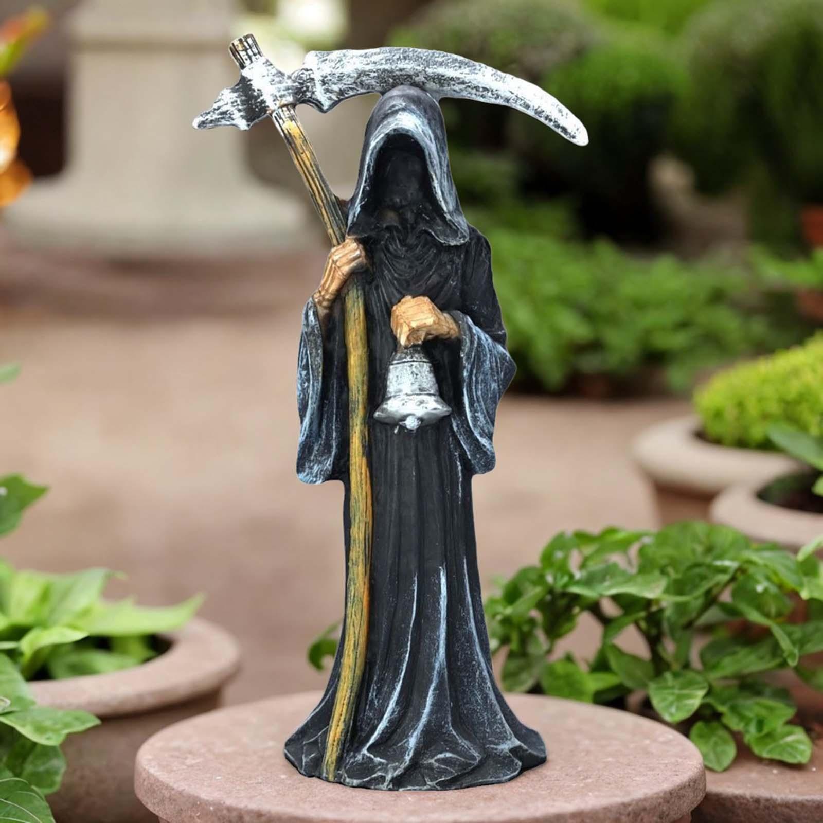Grim Reaper Statue Figure Resin Sculpture Accent Ornament Halloween Figurine