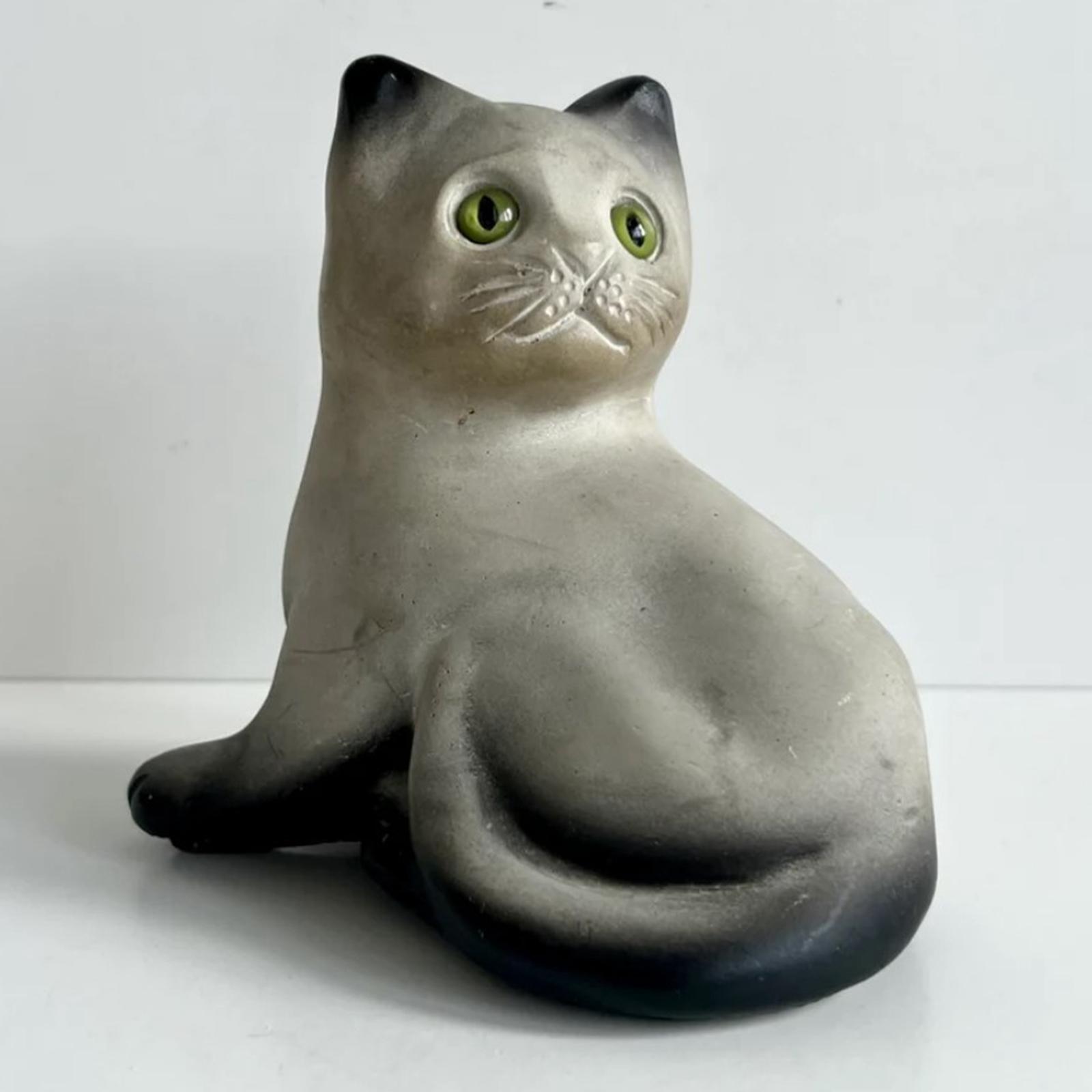 Cat Statue Resin Ornament Art Figurine for Outside Balcony Table Centerpiece