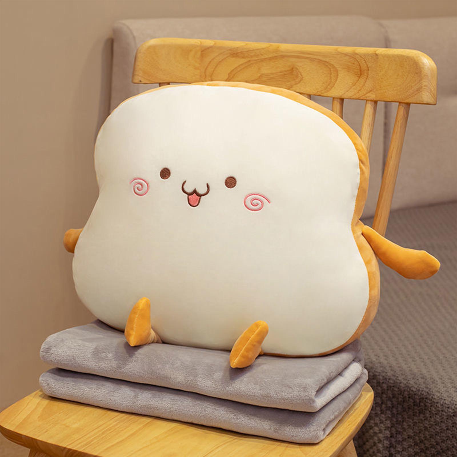 Bread Plush Pillow with Blanket Adorable Sofa Pillow for Bedroom Office Car Style A