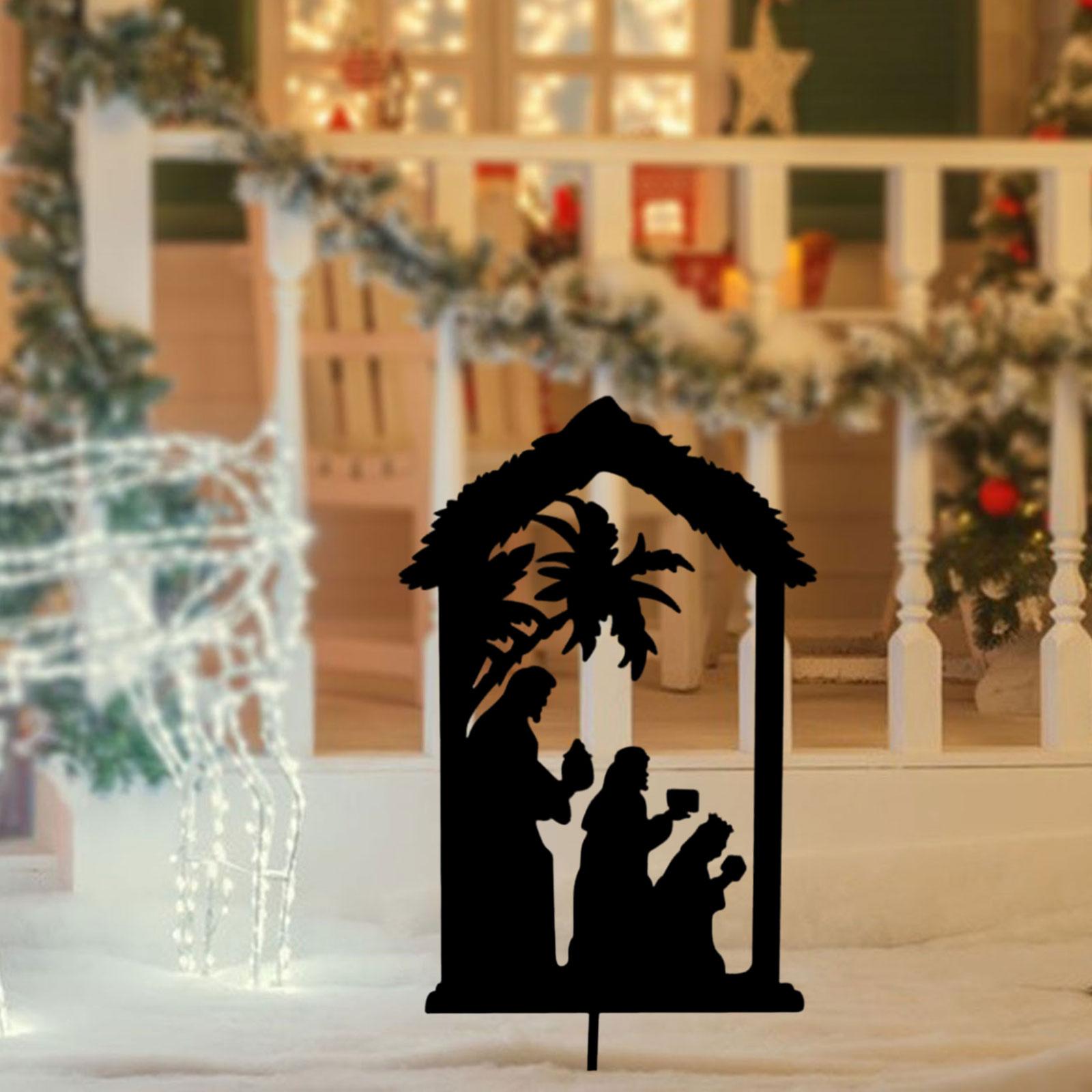 Christmas Nativity Silhouette Stake Multipurpose Sturdy Courtyard Sign Style A