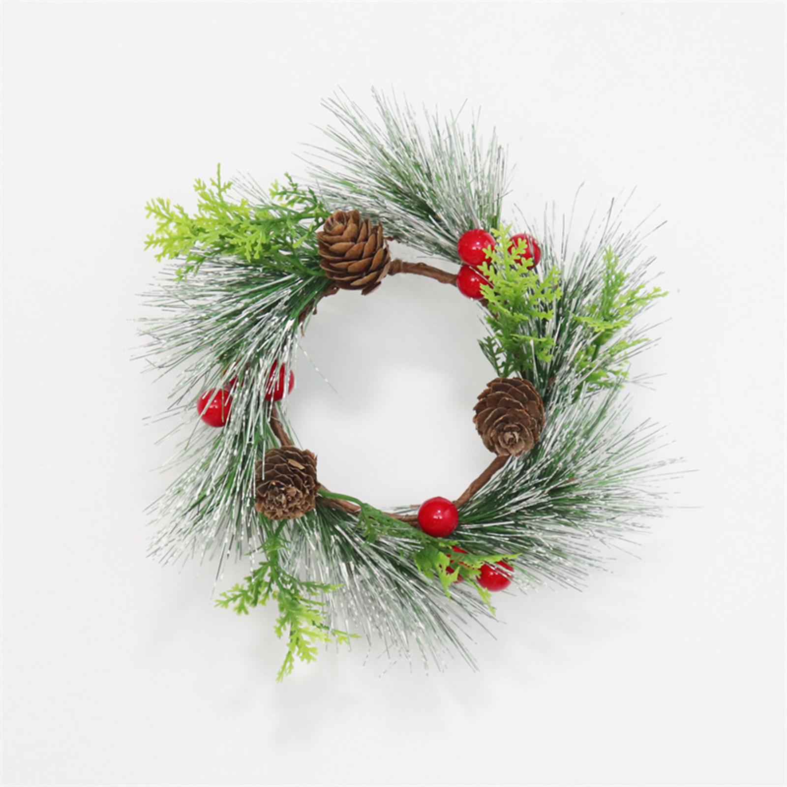 2xGreenery Candle Wreath Small Boho Wreath Home Wedding Candle Rings Ornaments